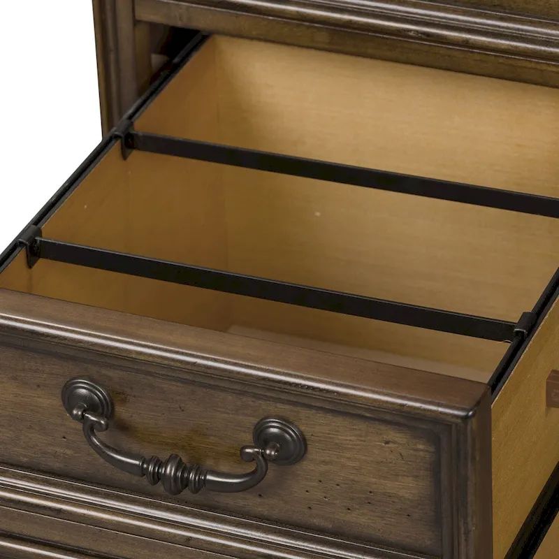 Antique Toffee Traditional Jr. Executive Desk with 7 Drawers and Locking File Drawers – Single Unit
