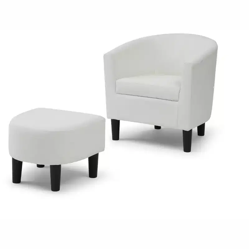 Passion Furniture Salem Faux Leather Accent Chair with Ottoman