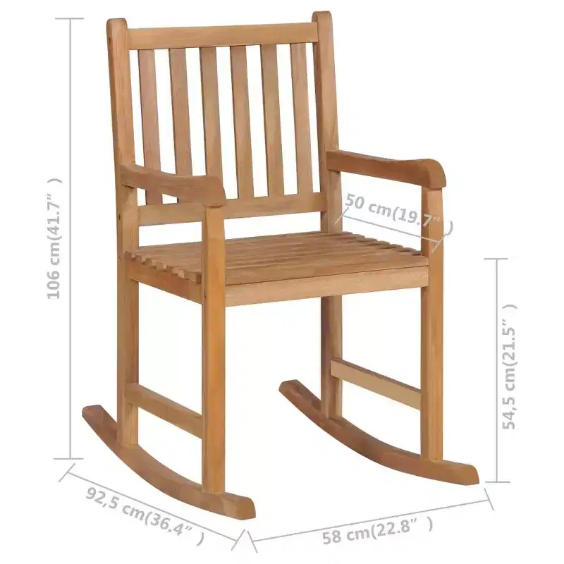 vidaXL Rocking Chair Brown Solid Teak Wood Medium Durable
