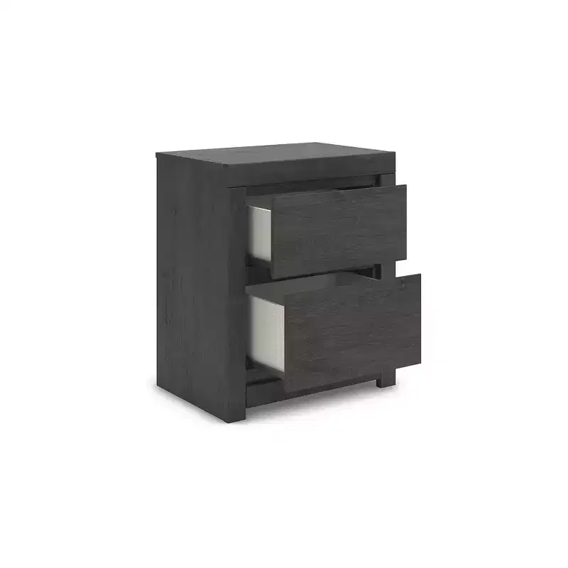 Signature Design by Ashley Candanew 2-Drawer Nightstand with USB Charging Ports, Charcoal Gray