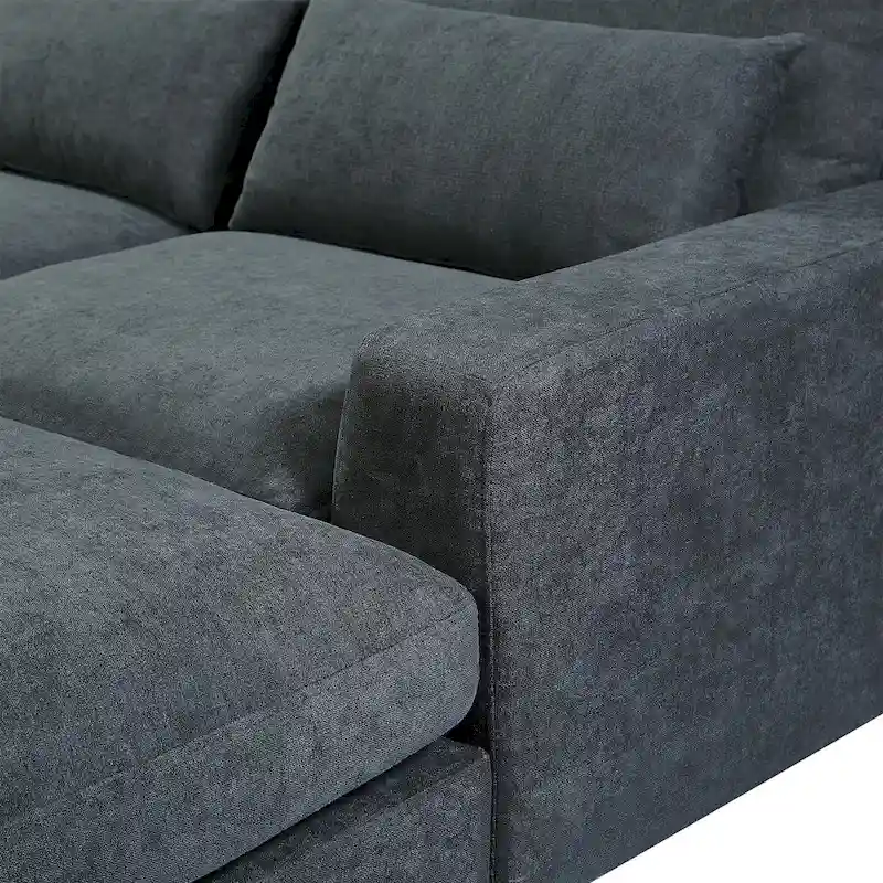 Modern Convertible Large L-shaped Feather Filled Sectional Sofa with Reversible Chaise - 129.9W x 72D x 31.5H