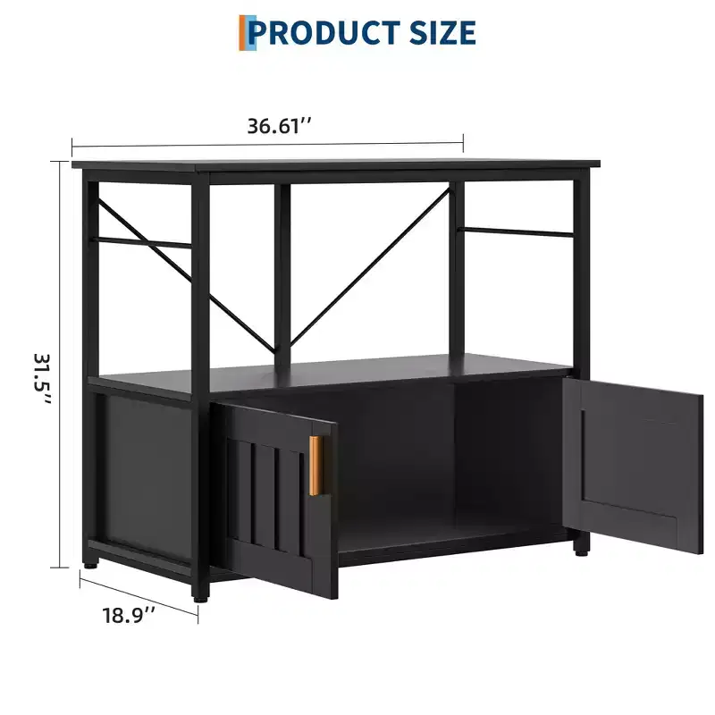 Aquarium Stand & Cabinet,Sturdy Metal Frame with Wooden Shelf for Fish Tanks, Turtle & Reptile Terrariums for Living & Dining Room