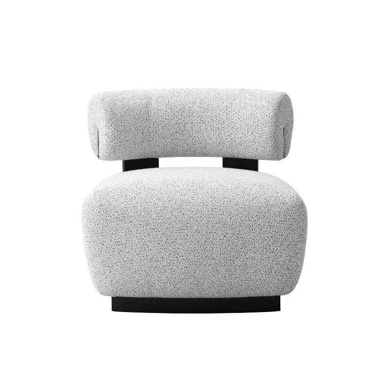 Modern woven fabric upholstered lounge chair, ivory/black