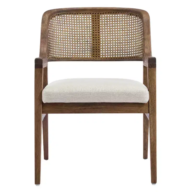 Christopher Knight Home Charlotte Mid-Century Modern Upholstered Dining Chairs with Natural Rattan Cane Back (Set of 2)