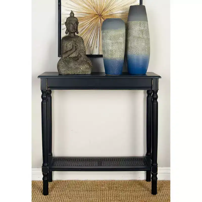 Wood Traditional Rectangular Console Table Black - Olivia & May