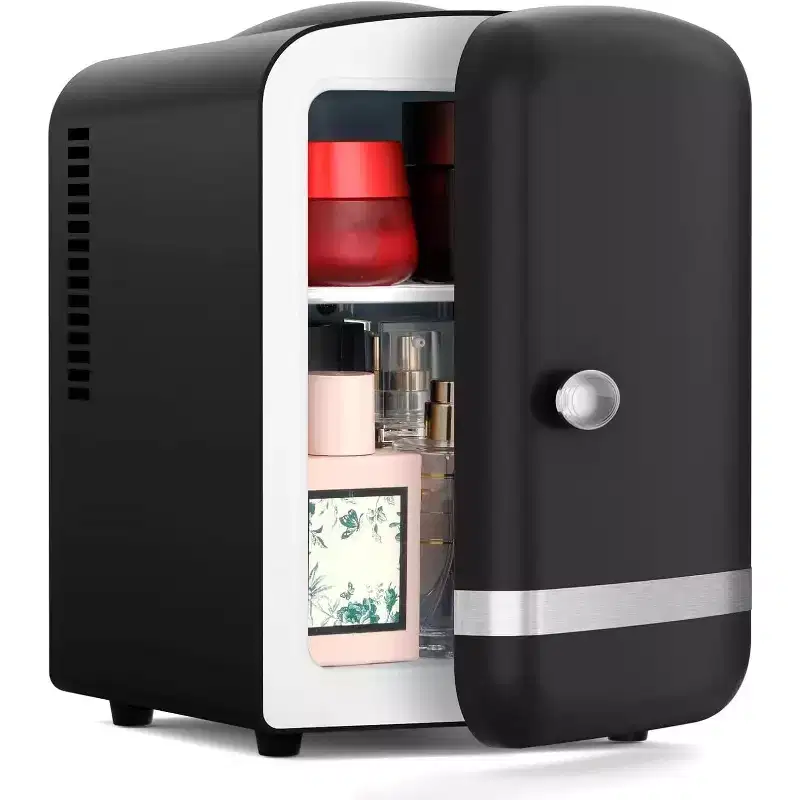 ZAFRO Retro Mini Fridge, Compact Refrigerator with 4L Capacity/6 Cans Cooler & Warmer, Removable Shelf for Skincare, Beverages, Cosmetics