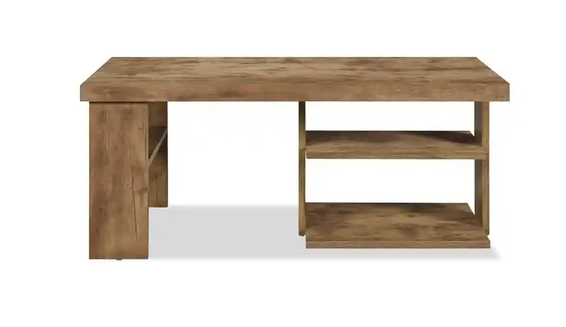 43.3 Rustic Coffee Table with Shelf - Light Pine Finish Wood