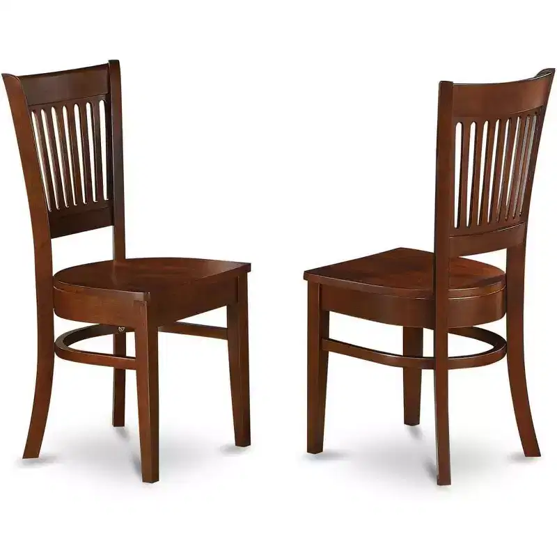 HomeStock Wooden Dining Chair 2-Piece Set- Wooden Seat and Slatted Back