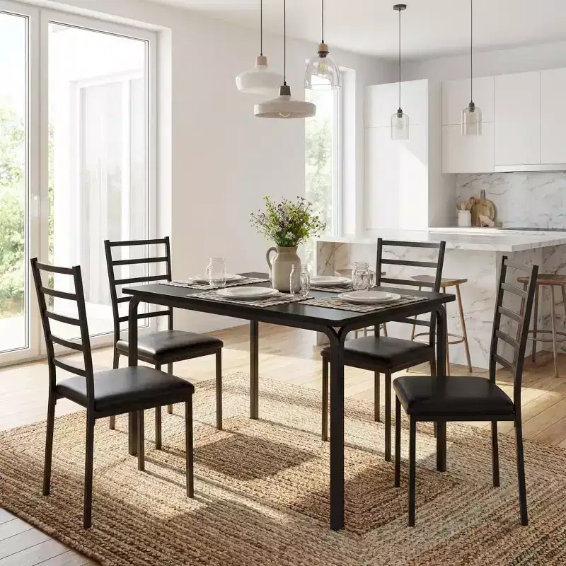 COZONY 5 Piece Kitchen Table and Chairs Set for 4, Rectangular Dining Table Set with 4 Upholstered Chairs, Space Saving Dinette Set