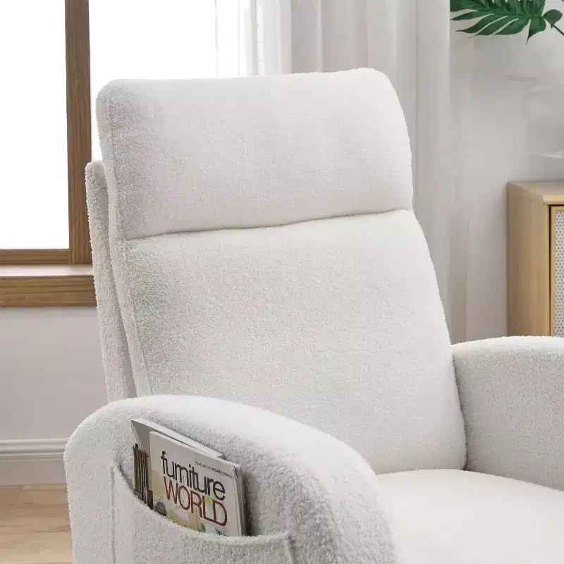 27.6W Accent Rocking Chair, Armchair with High Backrest & 2 Side Pockets, Nursery Glider Rocker - ModernLuxe