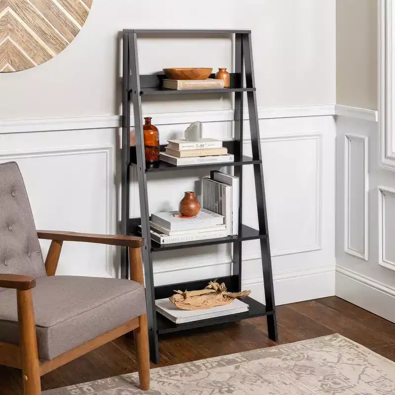 55 Wood 4 Shelf Ladder Bookshelf