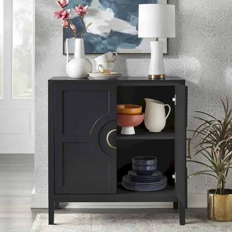 Console Cabinet with Adjustable Shelf and Metal Handles