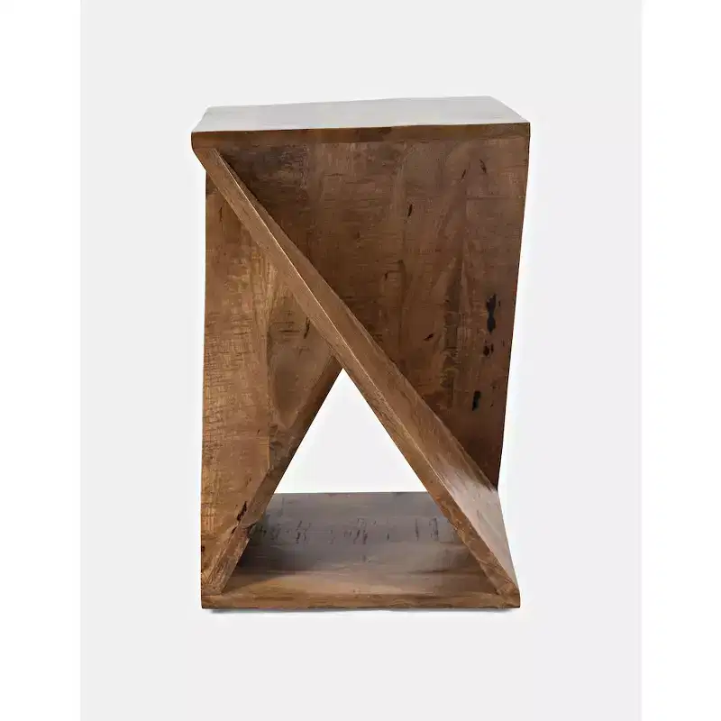 Global Archive Solid Mango Hardwood Modern Angled Jasper Table - Gold