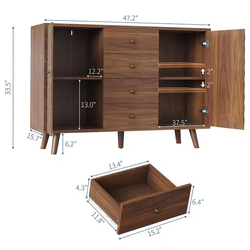 Modern Living Room Storage Cabinet,Diamond Carved Sideboard Particleboard Furniture,