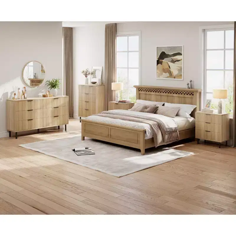 Fluted Dresser with 3 Drawers, 29.9'' Tall Closet Dresser Organizer, Wood Chest of Drawers for Bedroom, Entryway, Small Spaces, 2pcs