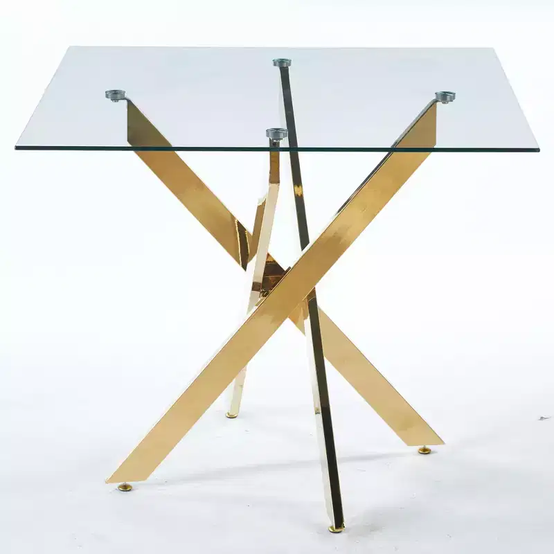 Cross-Legged Tempered Glass Dining Table Modern, Space-Saving
