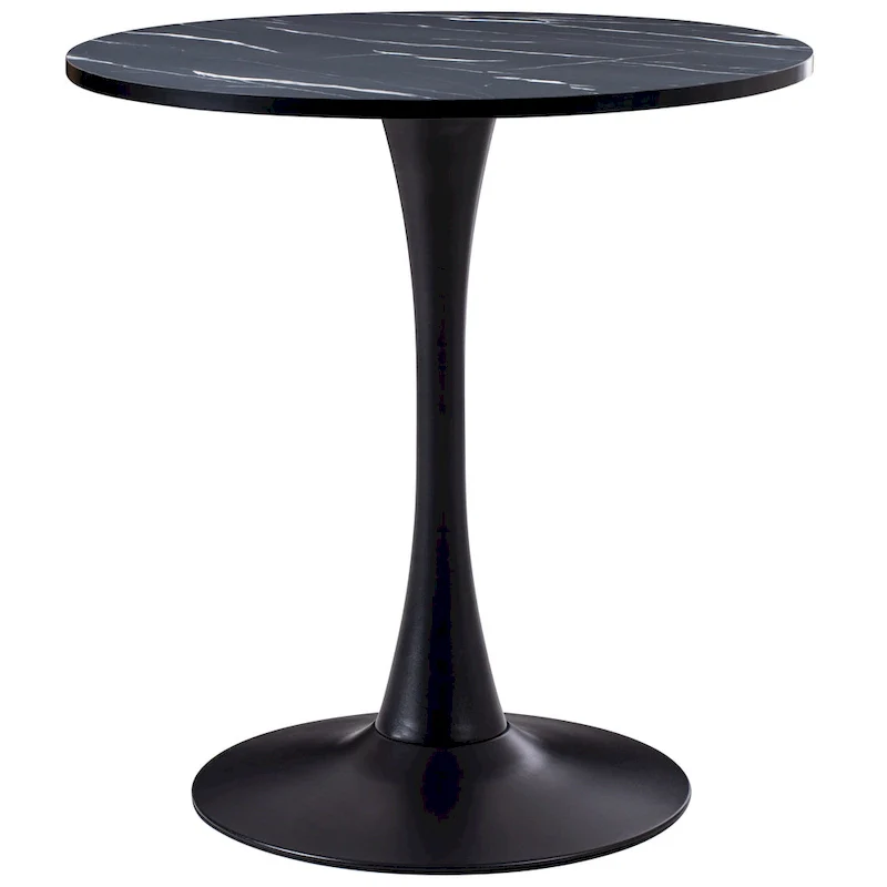 Brown / Grey & Gold / Black Round Bistro Table, Pedestal Base, Seats 3