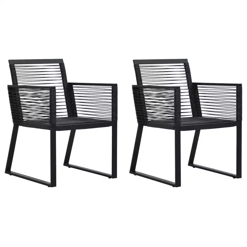 vidaXL 2/4x Garden Chair Black PVC Rattan Outdoor Patio Seating Lounge Chairs - Set of 2