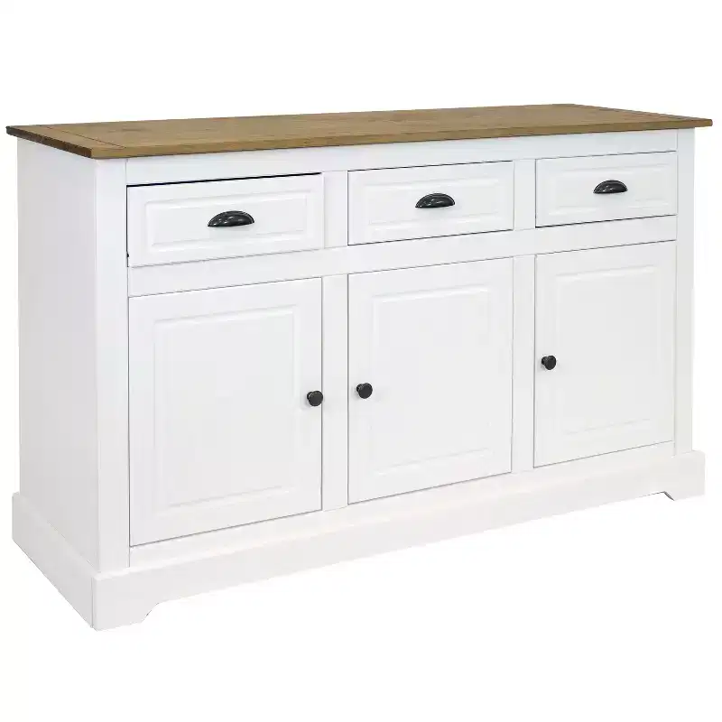 Sunnydaze Sideboard with 3 Drawers and 3 Doors - Solid Pine Construction - White - 32