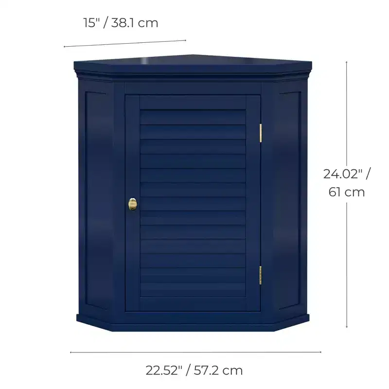 Teamson Home Glancy Two-Door Removable Corner Wall Cabinet, Sage Green