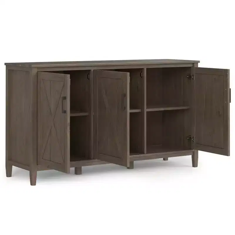 Wide 3-Door Storage Cabinet Smoky Brown