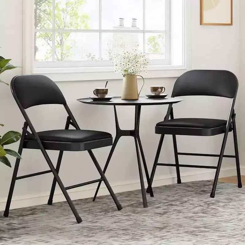 PU-Back Metal Folding Chairs  Padded Cushion Seats with Steel Frame, 350lb Capacity for Indoor/Outdoor Use