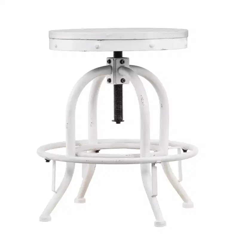 Industrial Adjustable Height Swiveling Stool - White - SEI