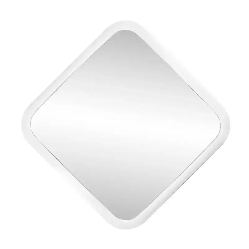 Contemporary Curved Square Framed Wall Mirror, White 16.5