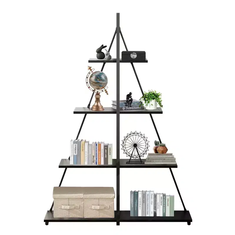 Sailboat Shaped Bookshelf, Book Shelf, 4-Tier Ladder Design, Sturdy Free-Standing Storage Shelves, Space Saving