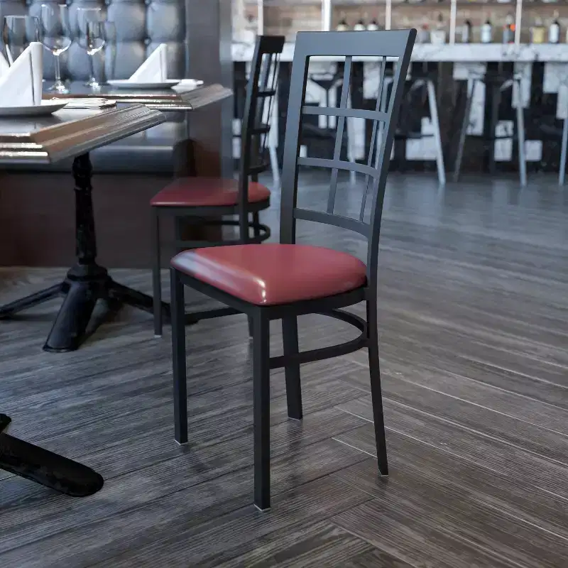 Flash Furniture Black Window Back Metal Restaurant Chair