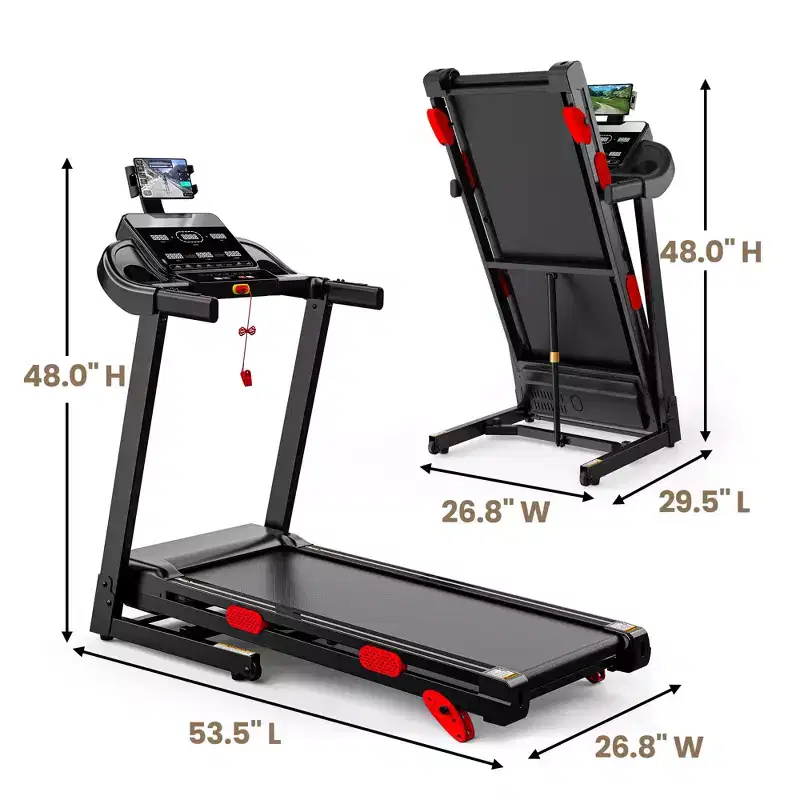 Folding Treadmill with 10% Incline for Home, Quiet Brushless Motor, 330 lb Capacity, App Control
