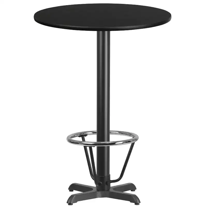 Emma and Oliver 30 Round Laminate Bar Table with 22x22 Foot Ring Base
