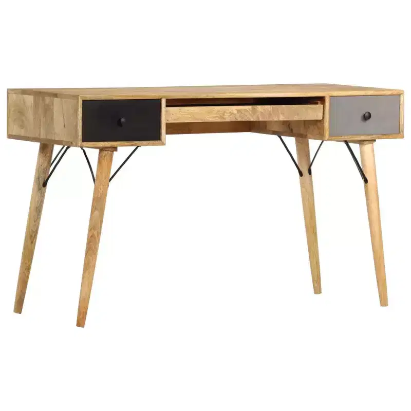 vidaXL Desk Natural Mango Wood Solid Mango Wood 51.2x19.7x31.5 in Desk - Brown
