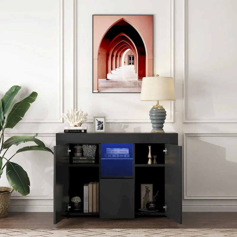 Sideboard Dining Room Buffet Storage Cabinet with LED Light