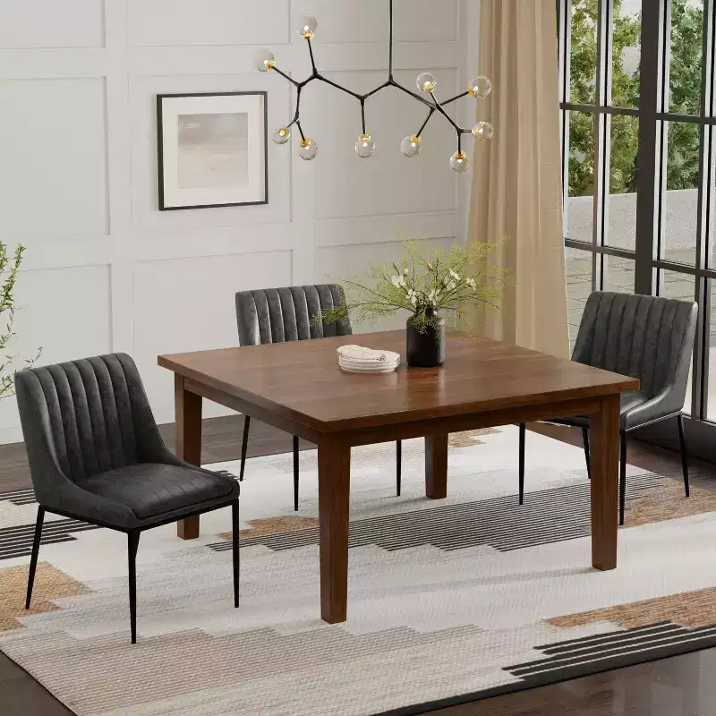 54 x 54 Inch Square Contemporary Dining Table in Walnut
