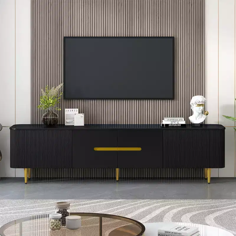 78 Modern Fluted TV Stand for 65/70/75/80 inch TV,Entertainment Center with Storage Low Profile TV and Media Console for Living Room,Cord Management