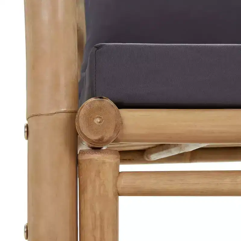 vidaXL Garden Chair Set of 2 Dark grey, Natural Bamboo, Polyester