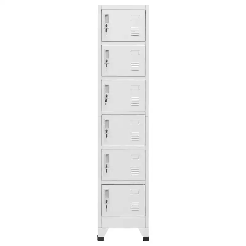 Gray Steel 6-Door Locker Cabinet, 6-Person