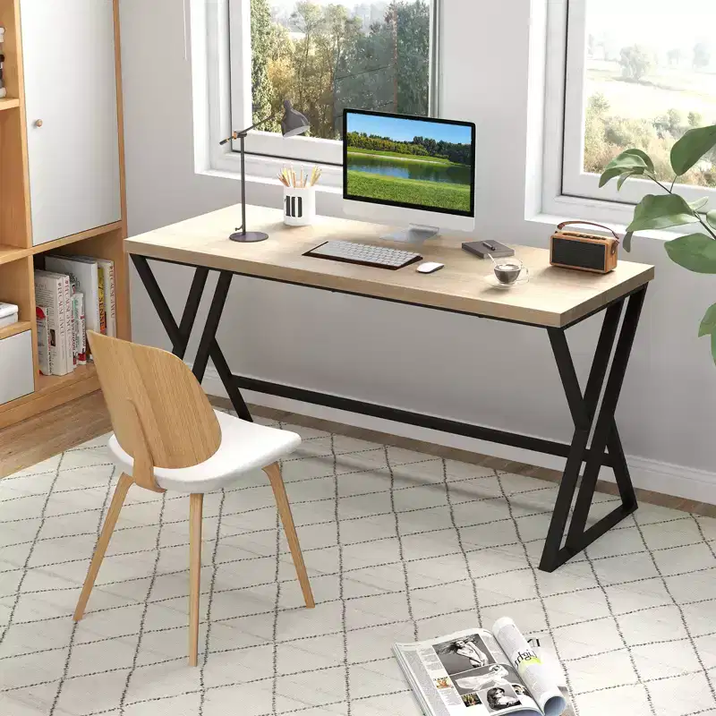 59-Inch Large Industrial Computer Desk with Heavy-Duty Metal Frame
