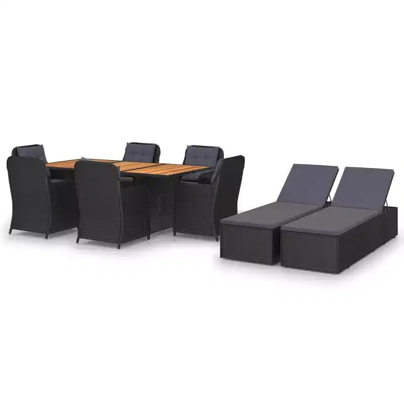 vidaXL Dining Set Black and Dark Grey