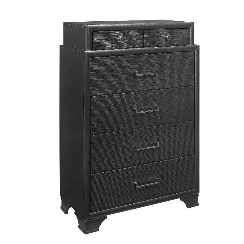 17 in.H Wood Vertical Dressers with 6 Drawers in Gray Finish