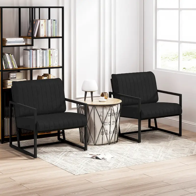PU Leather Accent Chair with Padded Backrest