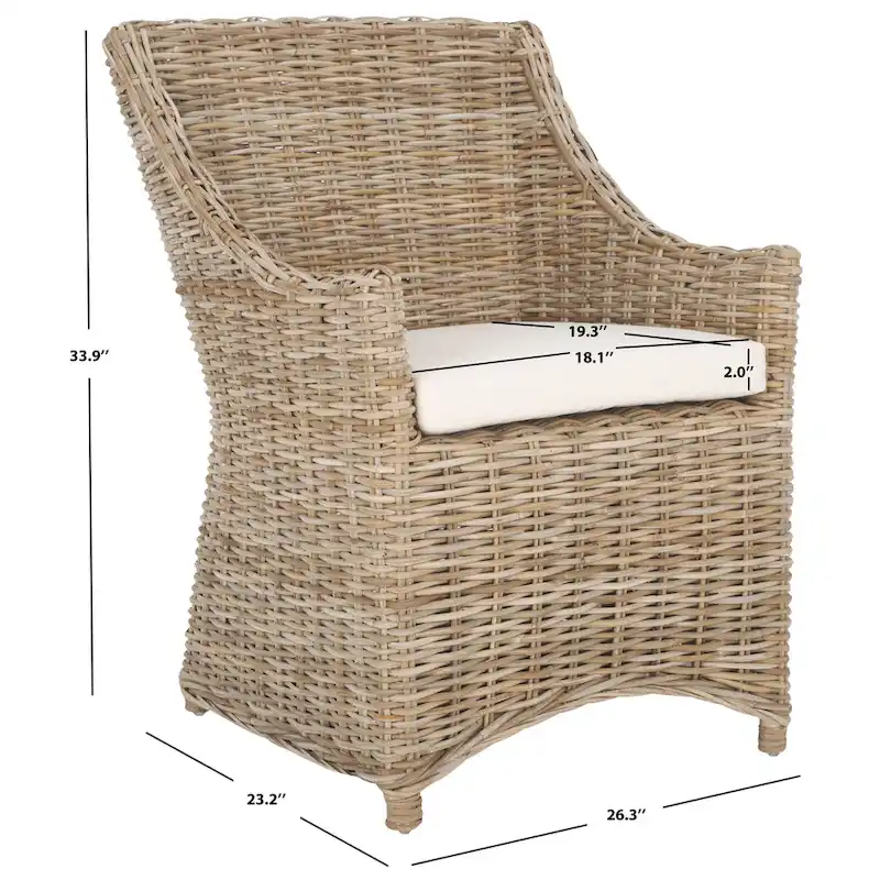 SAFAVIEH Cheryle Wicker Washed Brown Wingback Arm Chair (Fully Assembled) - 26 W x 23 D x 34 H - 26Wx23Dx34H