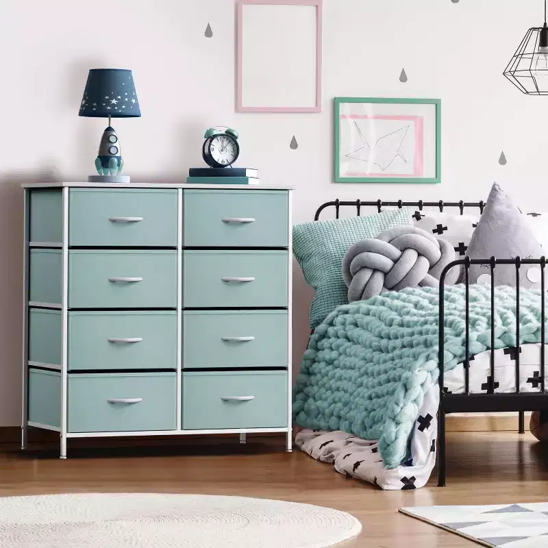Sorbus 8 Drawers Dresser- Storage Unit with Steel Frame, Wood Top, Fabric Bins - for Bedroom, Closet, Office and more