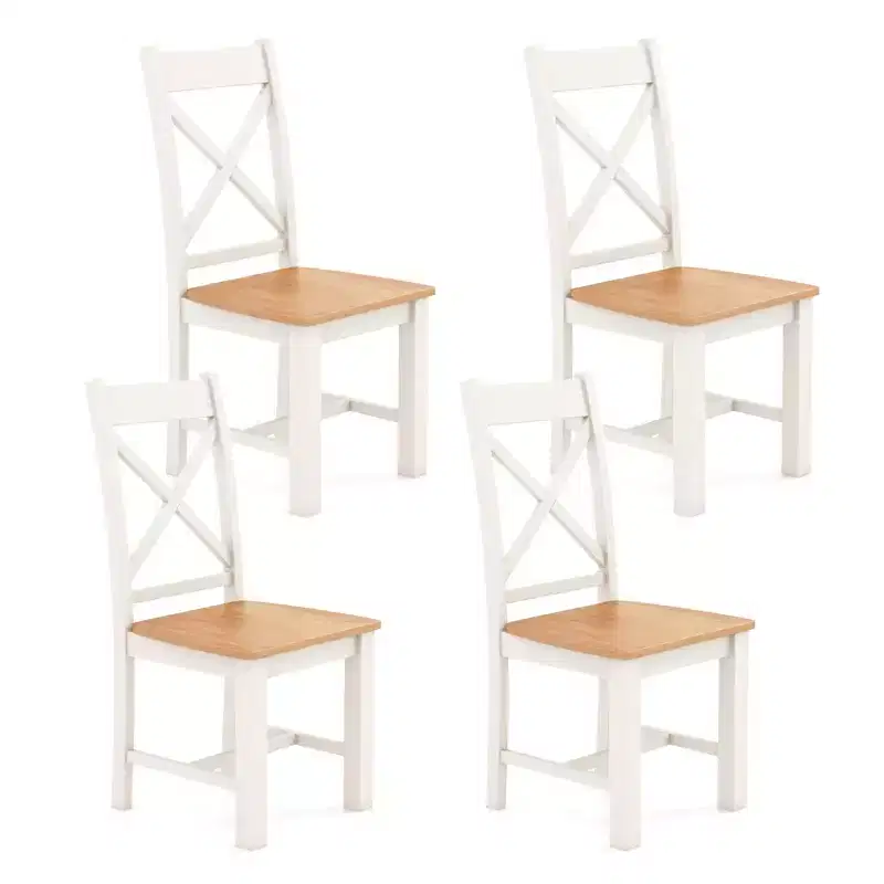 Costway Modern Wooden Dining Chairs Set of 4 w/ High Back Rubber Wood Frame Armless