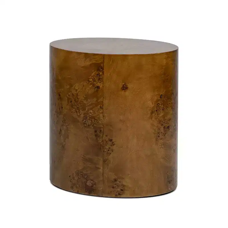 Jennifer Taylor Home Nebula 20 Accent Oval Pillar Side Table, Medium Brown Walnut Burl Wood