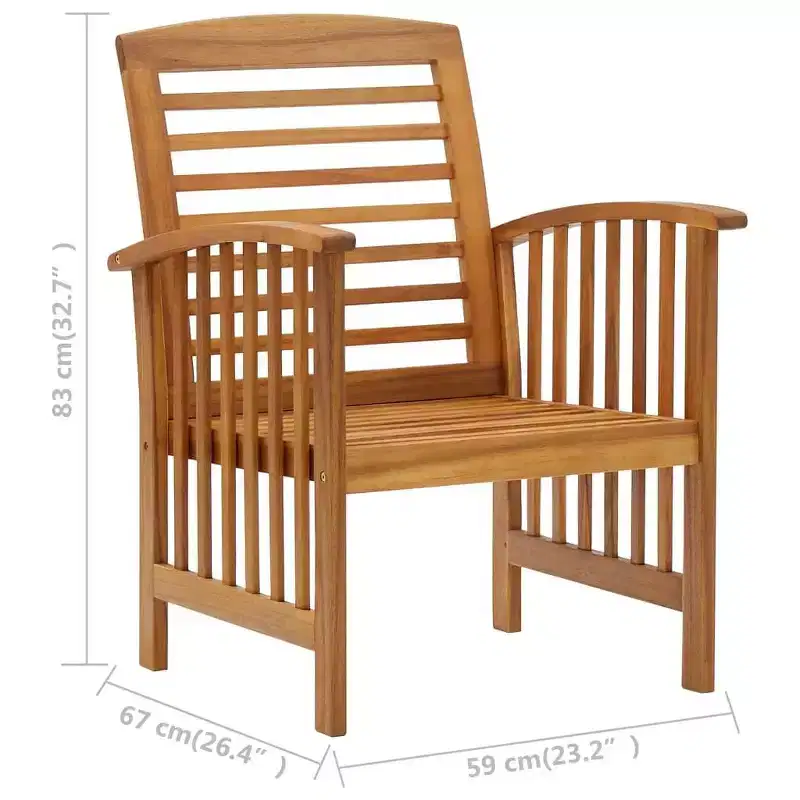 vidaXL Patio Chairs 2 Pcs Patio Dining Chair with Armrest Solid Wood Acacia - 2