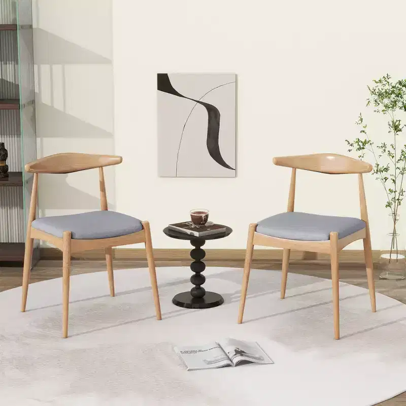 GDFStudio Virgil Mid Century Modern Fabric and Rubberwood Dining Chairs (Set of 2)