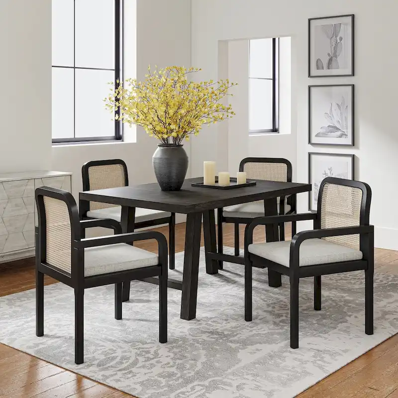 Antoine Modern Ratten Back Dining Chair with Removable Cushion by HULALA HOME