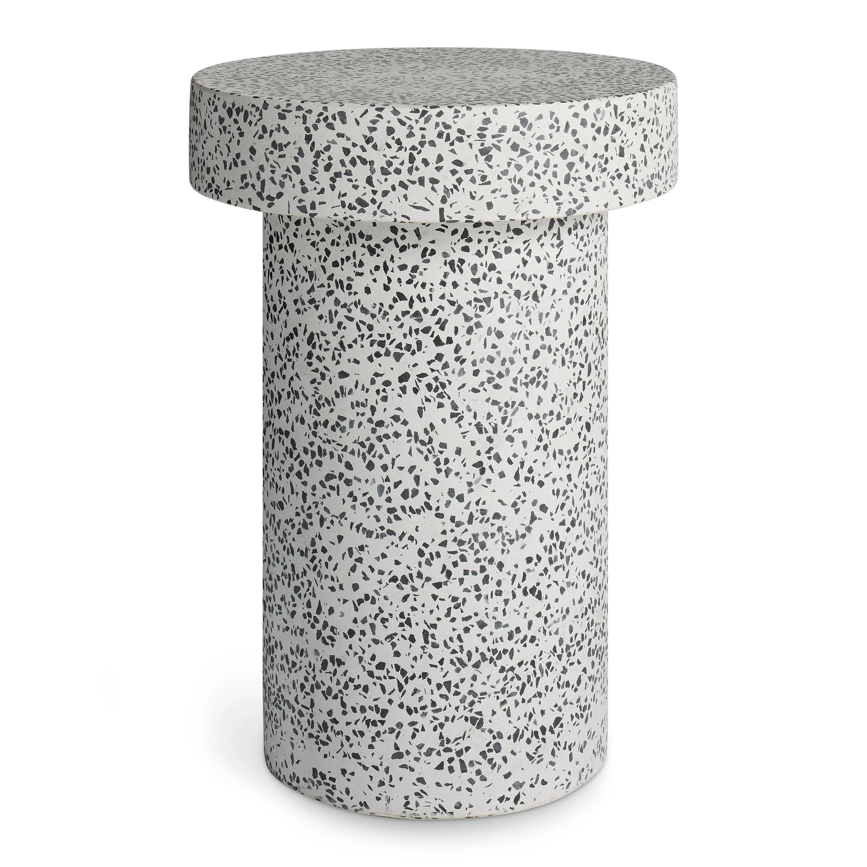 Modern Mushroom Terrazzo Cement Side Table with Cylindrical Pedestal for Living Room
